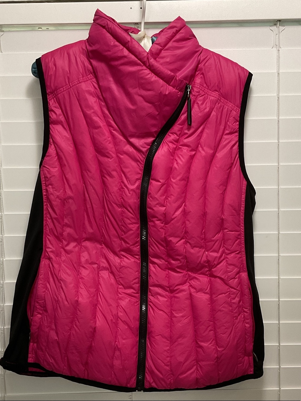 Calvin Klein Performance Hot Pink Quilted Asymmetrical Zip  Down-filled Vest